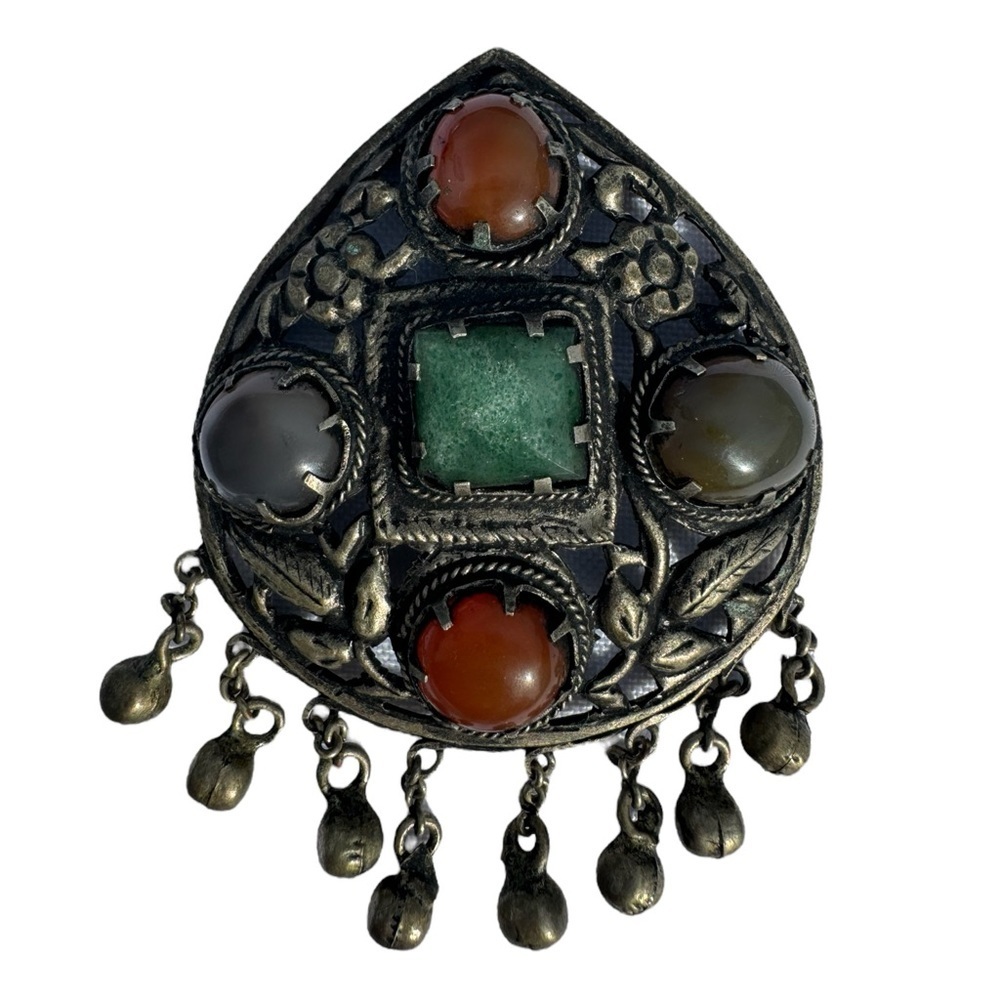 Mid-Century Indian Pendant with Semi-Precious Stones